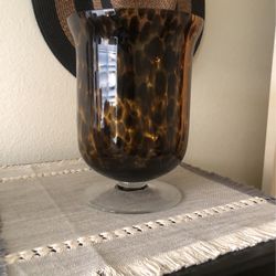 Glass Animal Print Candle Holder 