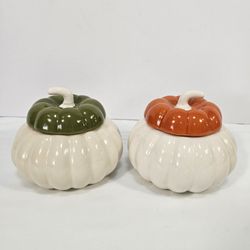 Bed Bath & Beyond Pumpkin Spice Scented Ceramic Candle Jar Set, 12oz, Autumn Decor