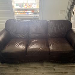 Full Leather 2 Long Couches, 1 Chair/ Ottoman 