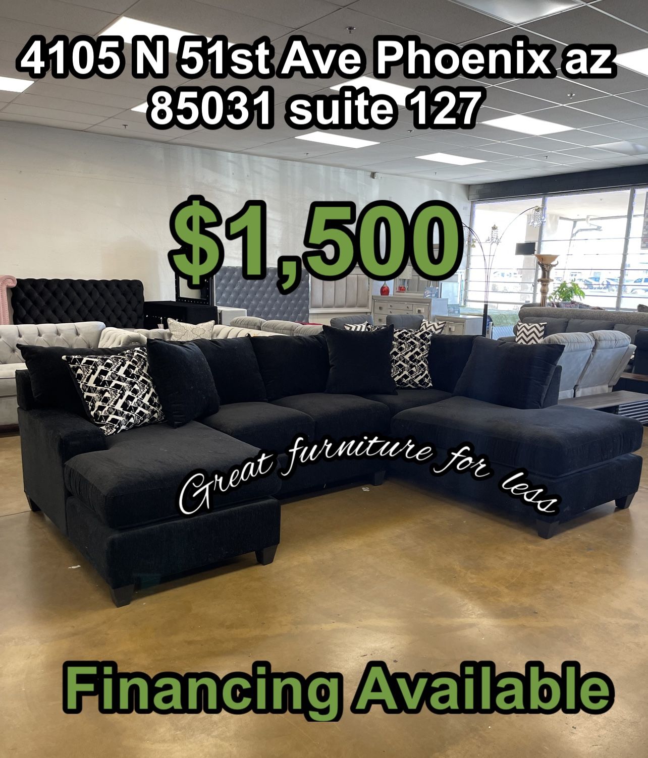 3 PCs Sectional Black Brand New