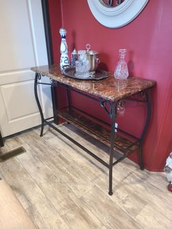 Faux marble bar console table