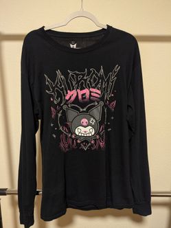 Kuromi SANRIO Long sleeve - Black/Pink Pastel Goth Metal Graphic (Large/Unisex)
