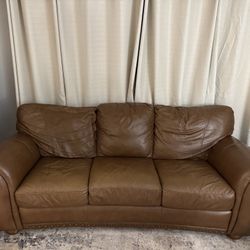 2 Brown Leather Couches For Sale $500 For Both (Raymour & Flanigan)