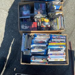 6 Boxes Of Of Media (blue Ray , DVD , Cassette, CDs 
