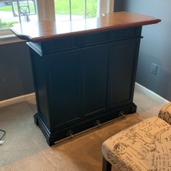 Wooden Bar And 2 Bar Chairs