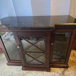 Granite Top Storage Cabinet w Built-in Wine Fridge