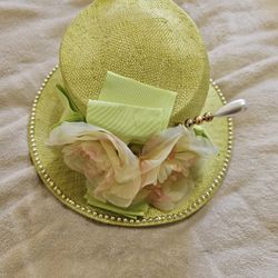 Lime Green Church Straw Hat