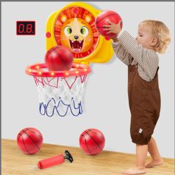 Mini Basketball Hoop LED Scoring Indoor Hoop with 2 Balls, Indoor Adjustable Height Basketball Hoop, Space-Saving, Christmas Birthday Gifts Toy for Bo