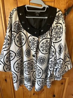 Russell Kemp Black & White Printed Cape Jacket