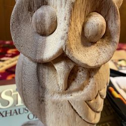 Hooting Owl Wooden Carving