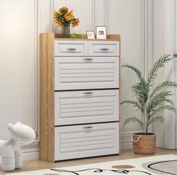 49.3inch 24Pair Oak Shoe Cabinet
