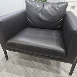 Black Leather Single Person Couch 