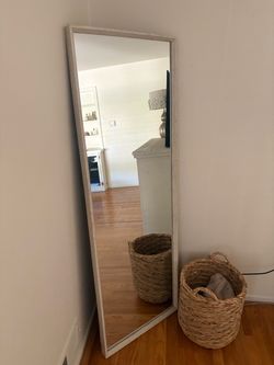 Full Length Floor Mirror White Wood Frame