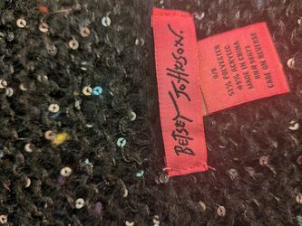 Betsy Johnson Infinity Sequin Bow Black Scarf