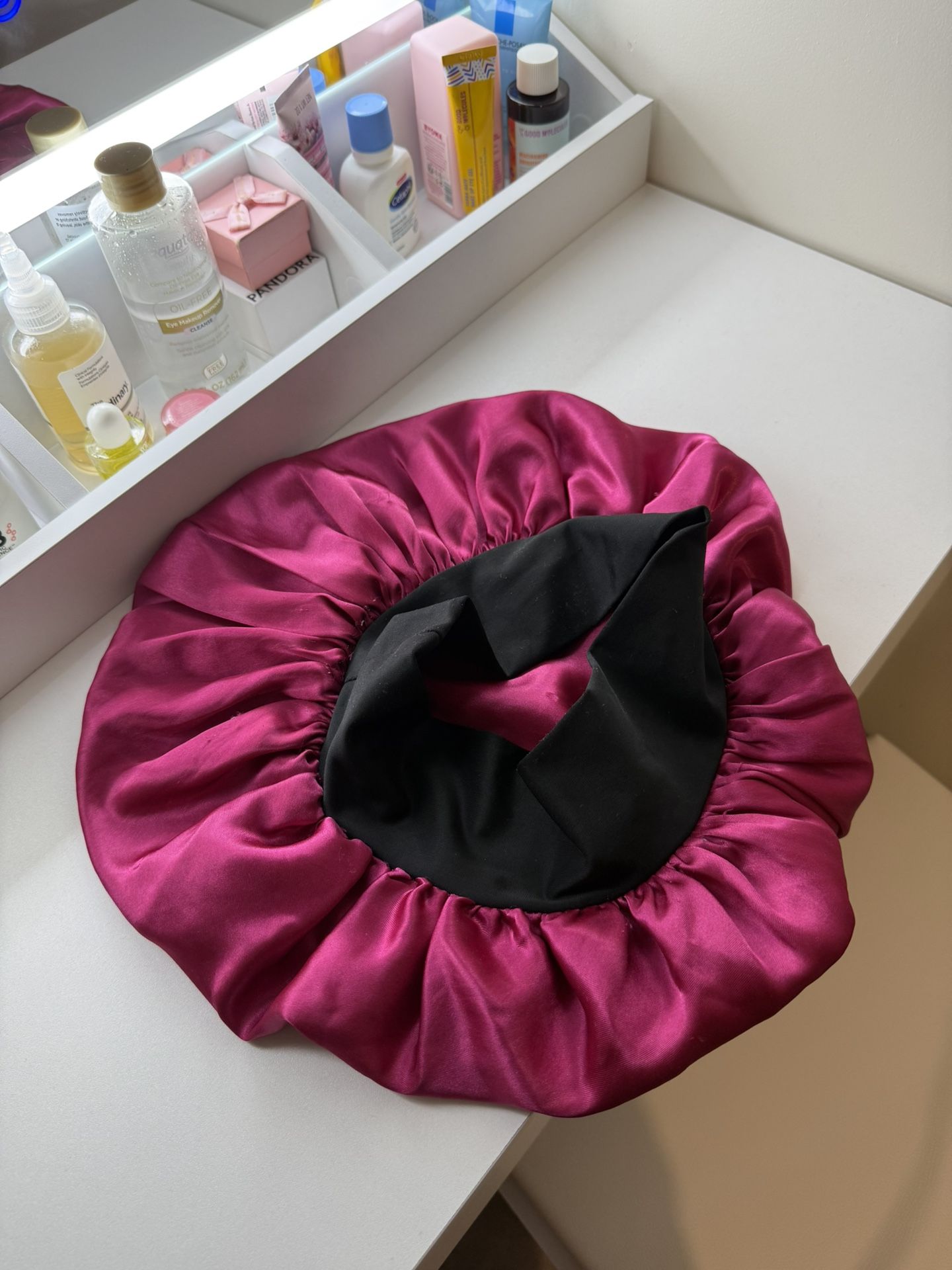 Pink Satin Bonnet