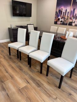 Off White Faux Leather Dining Chairs Set of 10