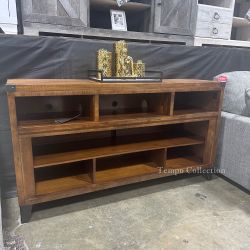Solid Wood Large TV Stand, Warm Brown, SKU#10W765-68