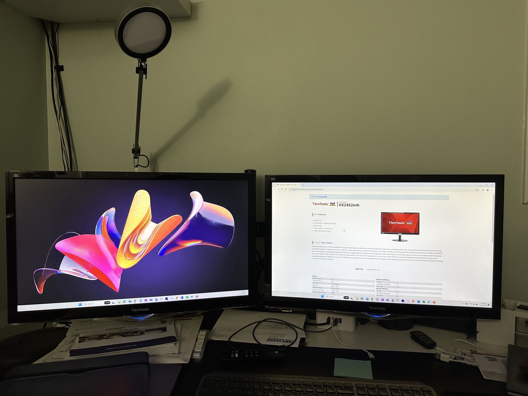 Viewsonic Dual 24” Monitor Setup With Adjustable Stand