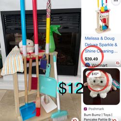 $12 for both Melissa & Doug Deluxe Sparkle & Shine Cleaning Play Set & Bum Bumz Pancake plush