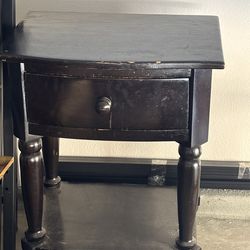 Brown Wooden Nightstand with Drawer & Shelf