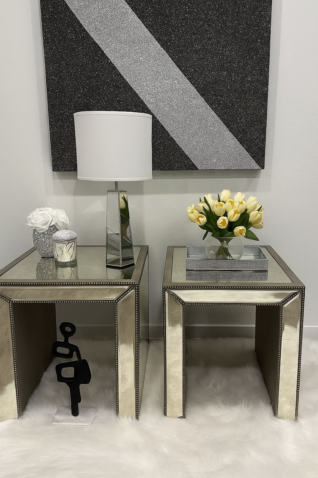Living Spaces Mirrored End Tables Set Of 2