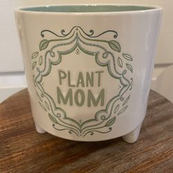 ❤️ “Plant Mom” Ceramic Planter | Footed | Cache | 6.75” Inches Tall | 6.5” Inches Wide | For Mother’s Day