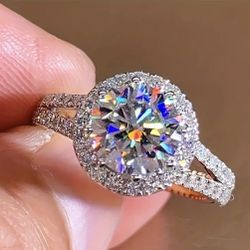 925 Sterling Silver Moissanite Wedding Ring 