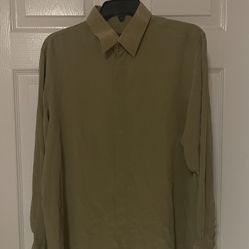 Ladies Vintage Genelli 100% Silk Long Sleeve Shirt Size M