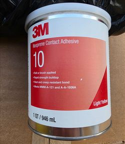3M Neoprene Contact Adhesive 10, Light Yellow, 1 Quart Can