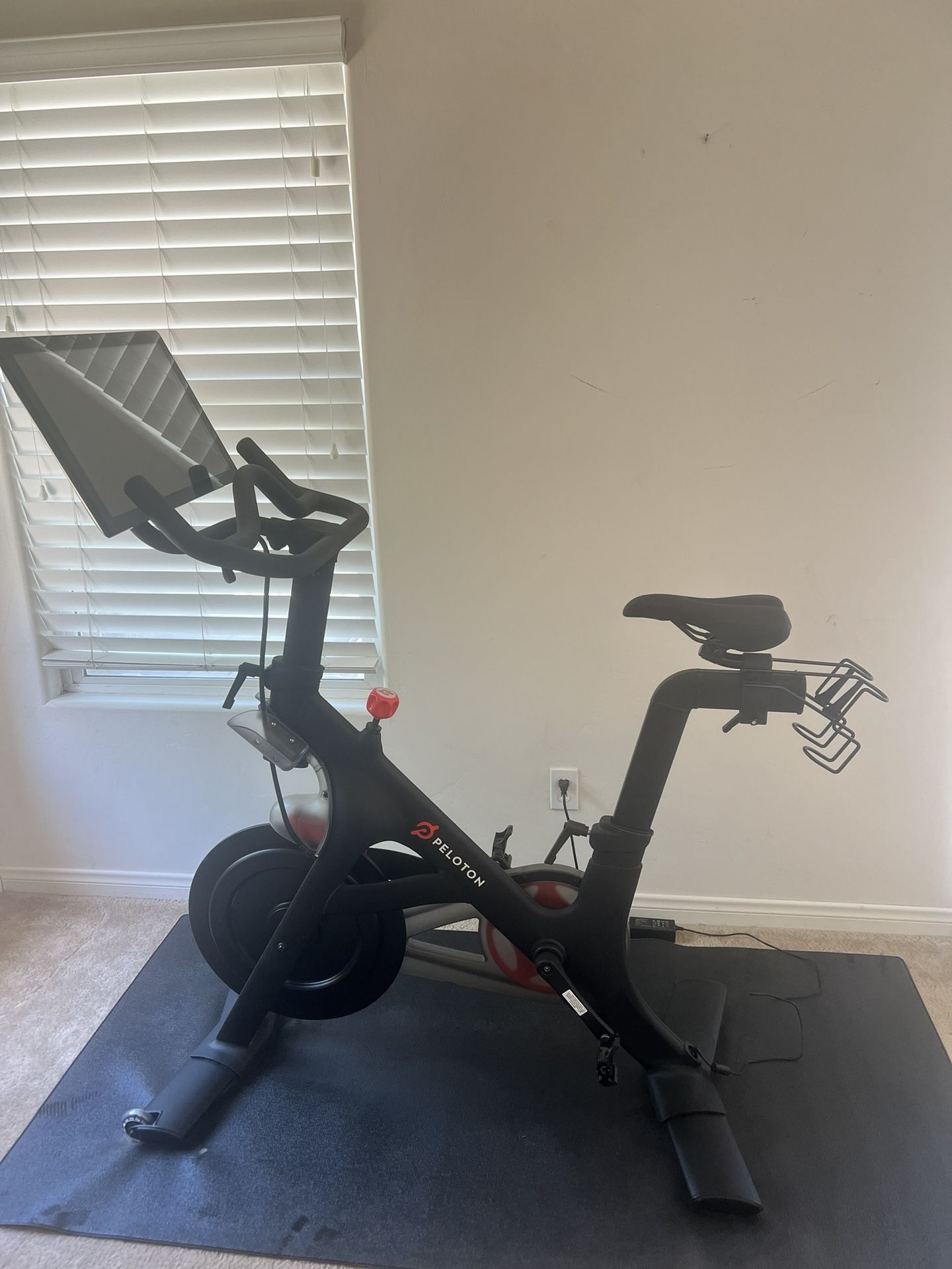 Peloton Bike With Accessories, Bike Mat, Weights