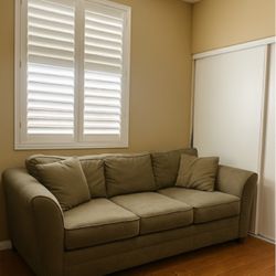 Green Suede Futon Couch Bed - Good Condition