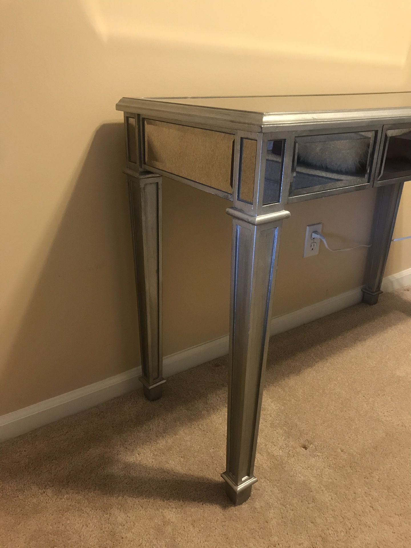 Pier One Hayworth collection Vanity/Desk in Silver/Gray Mirrored