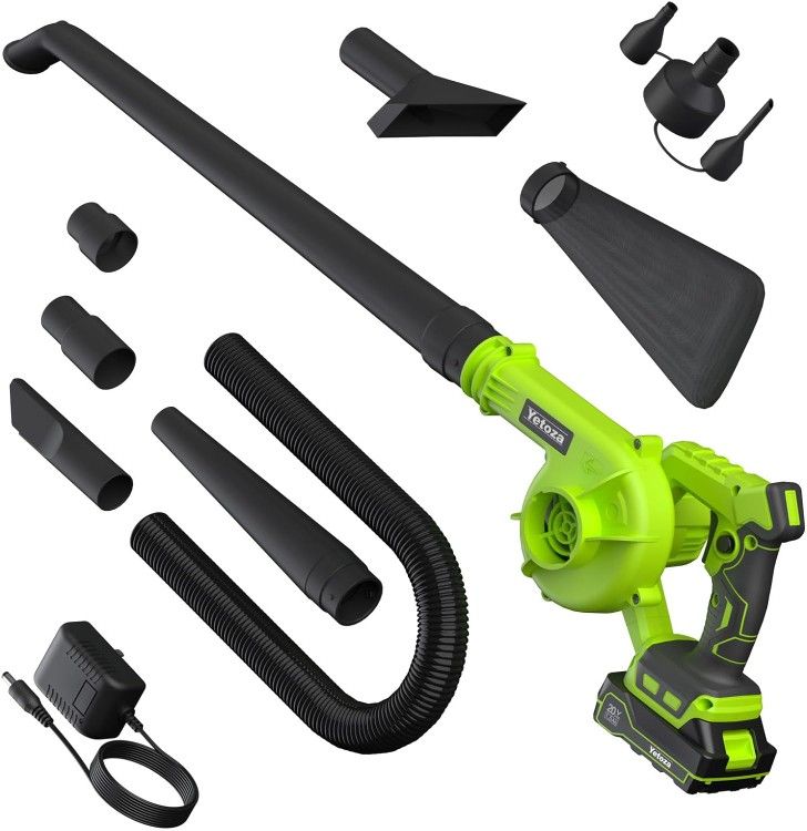 20V Multi-use Leaf Blower, with Battery and Charger, Versatile 2-in-1 Device for Blowing Leaves, Cleaning Dust, Cars, Computer Towers, and Hard-to-Rea
