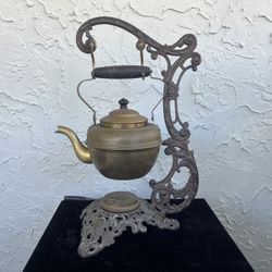BRADLEY & HUBBARD Antique Brass Teapot Warmer Stand #1694