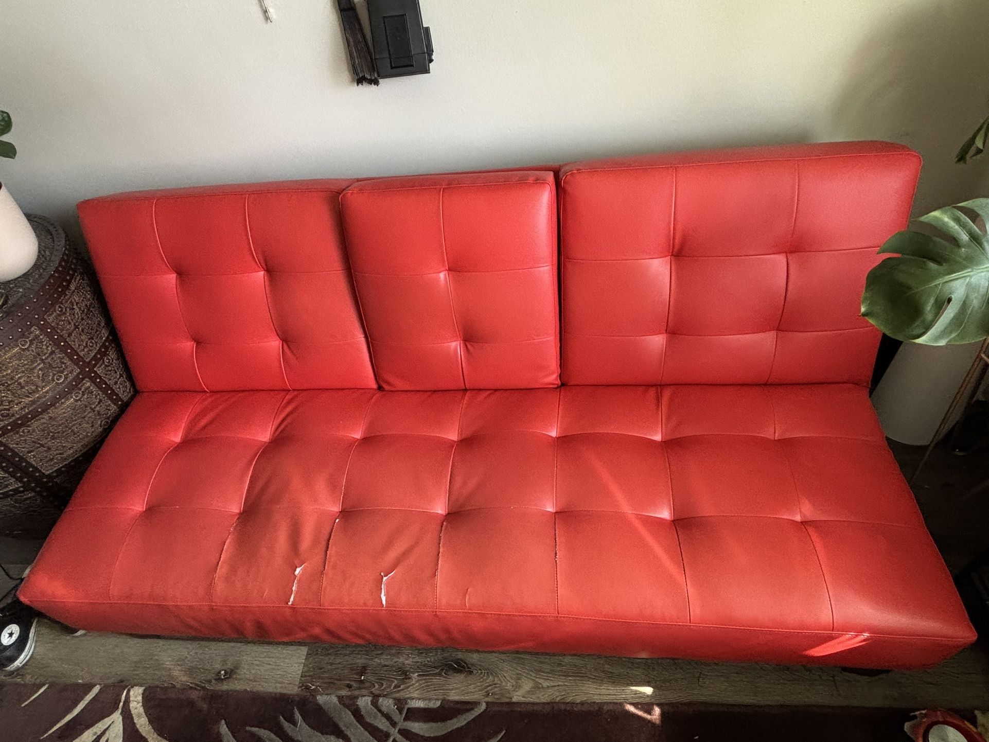 Red Vegan Leather Couch