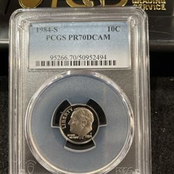 1984 S Gem Proof Perfect Graded Roosevelt Dime Graded At PR70 T-6