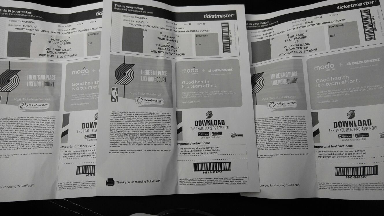 Blazer tickets vs Orlando Magic tonight