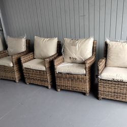 4 outdoor patio woven club chairs