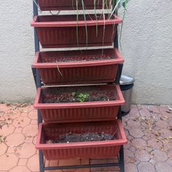 5 Tier Vertical Garden Planter Raised Garden Bed Freestanding Elevated Planter Box with garden soil