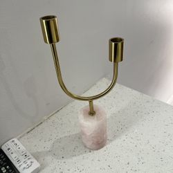 Pink marble twin candle holder 