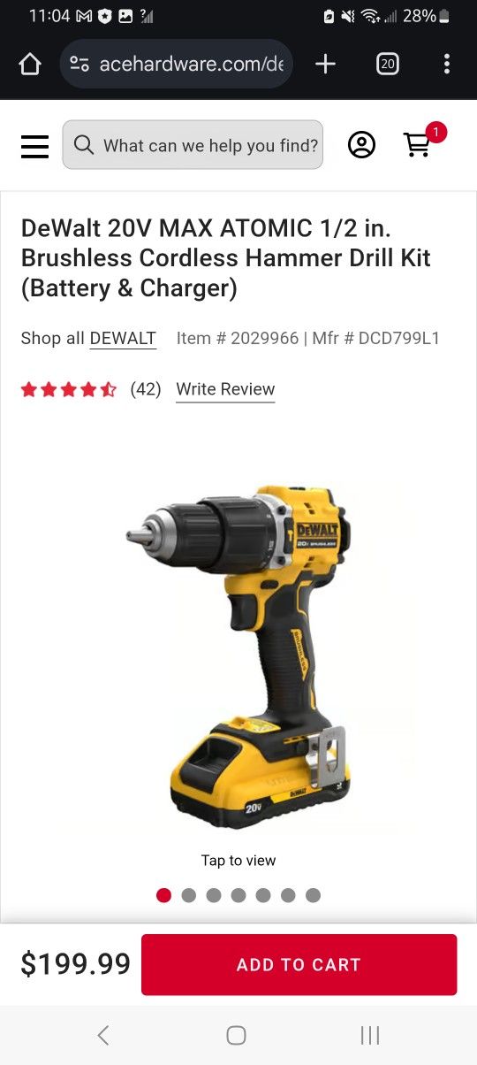 DeWalt 20V MAX ATOMIC 1/2 in. Brushless Cordless Hammer Drill Kit (Battery & Charger)