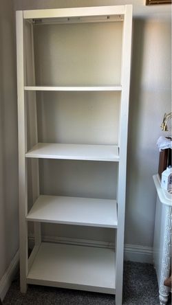 White Wood Bookshelf 5-Shelf Unit