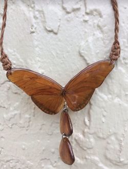 WOW a REAL butterfly necklace on leather