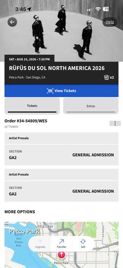 RUFUS TICKETS  GA FLOOR