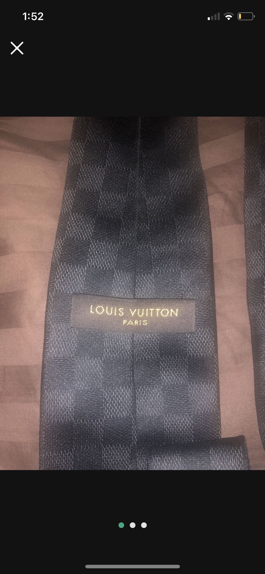 Real Louis Vuitton Paris Tie Black Checkered Tie