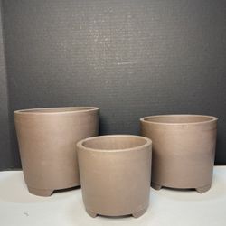 Round Zisha Bonsai Pots-Cylinder Bonsai Planters($60 set of 3)