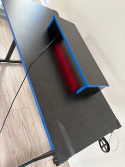 Gaming Desk with Monitor Shelf and RGB Light