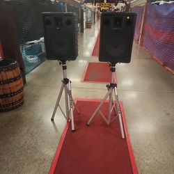 DJ SPEAKERS W/ TRIPODS
