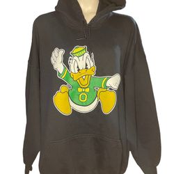 Vintage Oregon Ducks Hoodie Sweatshirt NCAA Black Size 3XL