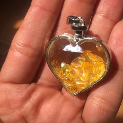 Citrine Gemstone Heart Locket Pendant 